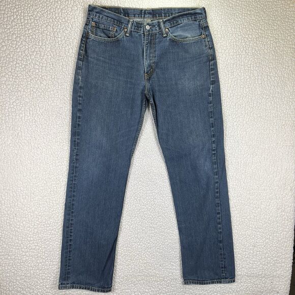 Levi’s 514 Jeans Men’s 36x34 Blue Straight Leg Classic Fit Denim - Picture 2 of 10
